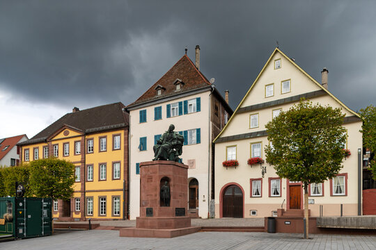 Johannes Kepler monument overlooking the historic market square in Weil der Stadt, Baden-W&uuml;rttemberg, Germany.