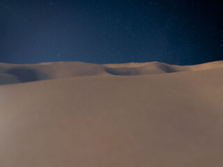 星空に照らされた幻想的な砂丘の夜景 3DCGレンダリング © Rollingcat