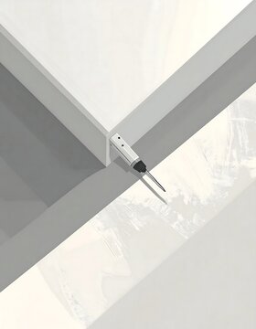Modern white interior wall with ceiling fixture and window.