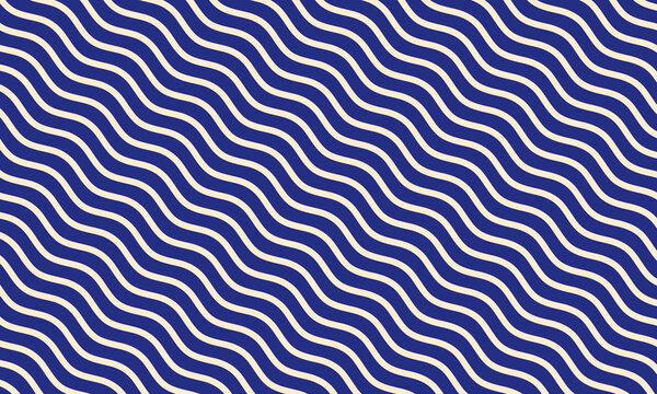 Seamless pattern with wavy lines in blue and cream colors
