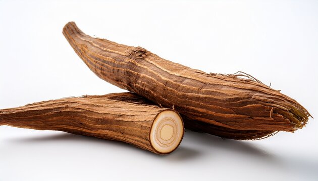 Casava Or Yuka Root On A White Background