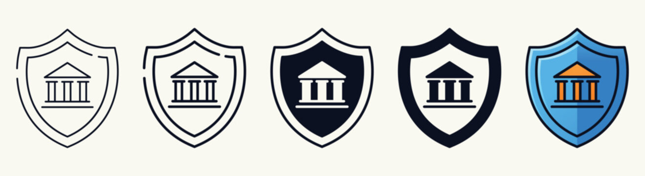 Bank Shield Icons Set
