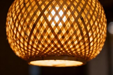 Obraz premium Woven Bamboo Lantern with Warm Glow