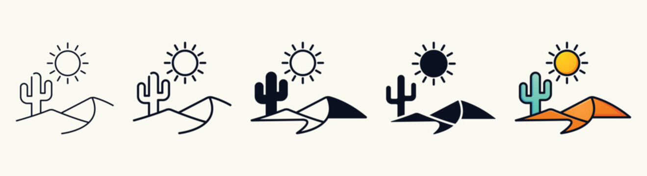Desert Landscape Icons Set