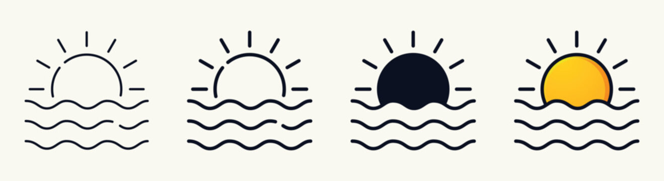 Sun and Sea Icons Set