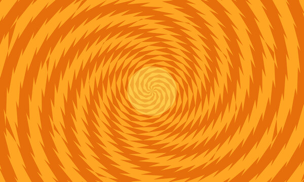 Abstract orange spiral background with radial zigzag pattern