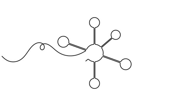 Networking data node diagram icon sign continuous one line drawing moving on white background minimalist single art transfer server solution symbol animation video
