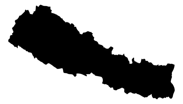 Nepal Black Map Silhouette Flat Vector Illustration