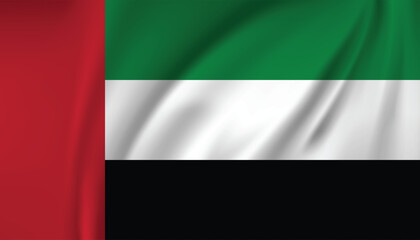 Obraz premium United Arab Emirates flag-waving silk fabric with red, green, black, and white stripes