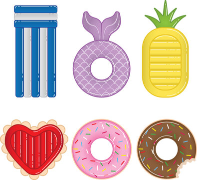 Summer Pool Floaties Collection Set Vector Illustration