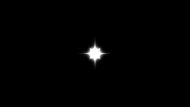 White glitter stars blinking magical sparkle trails, glowing twinkle effects, shining vector doodles, festive starlight animation, seamless on black screen background, motion graphics overlay in 4K.