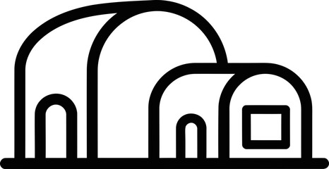 Minimalist Icon of Two Connected Igloos or Domes with Entrance Arches © Tep