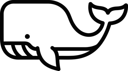 Minimalist whale icon, simple outline drawing of a large marine mammal, vector art © Warn