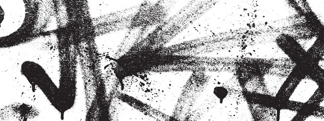 Abstract black spray paint streaks and splatters on a white background creating a dynamic urban texture © DARK GRASS