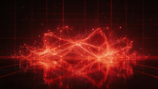 Abstract red digital wave pattern