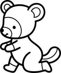 Cute cartoon bear cub character, simple line art, isolated on white background, for kids design © Warn