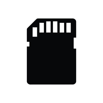Memory Card Vector Icon - Solid SD Flash Storage Glyph Symbol for Camera Gear and Data Transfer