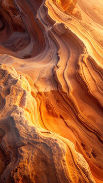 Sandstone Rock Layered Formations And Warm Sand Dunes Forming Desert Inspired Wallpaper Texture For Earthy Interior Design
