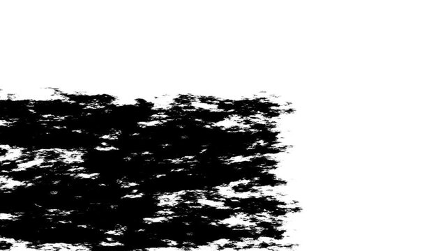 Black ink paint stroke reveal animation visual element, abstract grunge chalk texture matte transition, creative video editing backdrop, artistic lower third border on isolated white screen. 4k