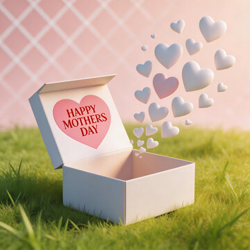 Mothers Day gift box with hearts