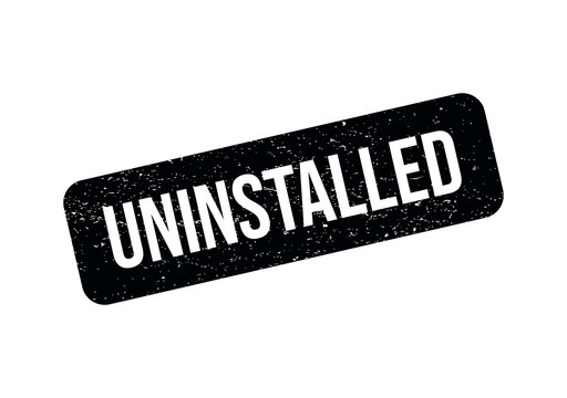 Black grunge rubber stamp with the word uninstalled inside a rectangular shape isolated on transparent background