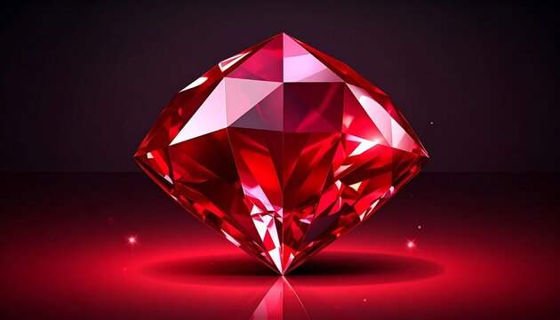 Red glowing crystal geometric shape floating in darkness.