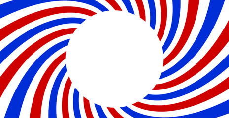 Fototapeta premium Modern Abstract Red White and Blue Spiral Sunburst Lines. Patriotic Background for USA American and France Celebration. Vector Illustration