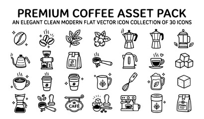 Fototapeta premium Modern coffee beverage vector icon bundle