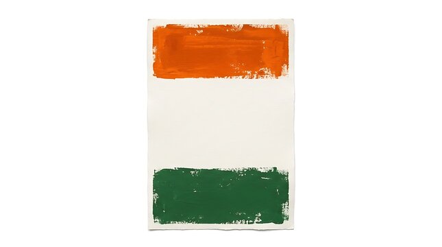 Hand painted artistic representation of the indian national flag with textured brush strokes on a white background