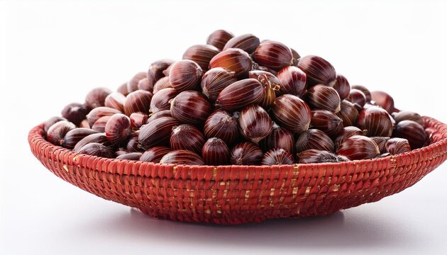 Castor Oil Seeds In Closeup On White Background