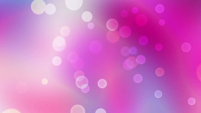 Smooth orchid purple, soft pink, and magenta fluid gradient wave loop featuring gentle translucent bokeh light dots for elegant media background overlay