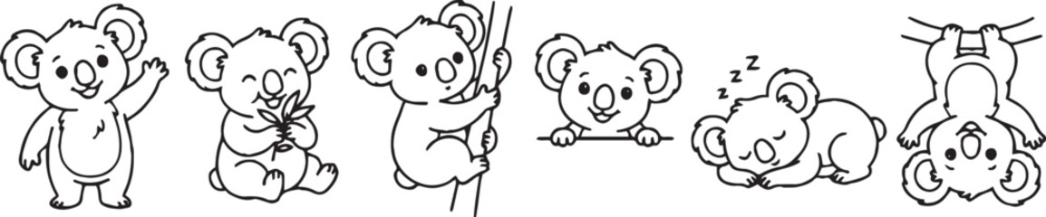 A set of koalas. Hand drawn vector illustration © Михаил Н