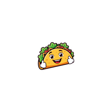 Cute taco character with smiling face giving thumbs up. Playful food mascot with lively expression and vibrant toppings.