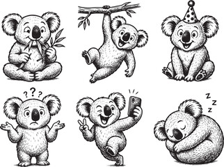 A set of koalas. Hand drawn vector illustration © Михаил Н