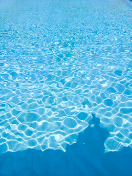 Turquoise Water Pool Surface Ripple Light Reflection Shadow Person Blue Summer Swimming Background Texture