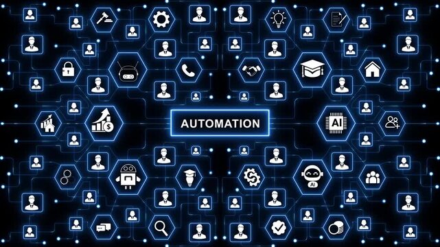 Internet, business, Technology and network concept. Automation Software concept as an innovation. 4k motion video.