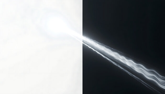 Glowing white comet streak isolated. Fast light trail effect on transparent background.