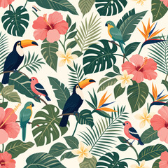 Fototapeta premium Vibrant Vector Art of Wild and Domestic Animals in Nature