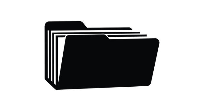 A simple black and white graphic icon representing a stack of multiple digital folders used for organizing computer files