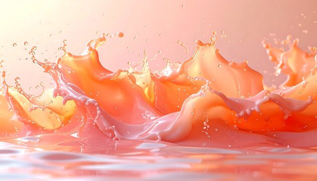 Abstract fluid art with orange and white swirling patterns.