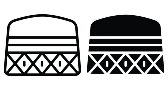 Muslim prayer cap icon set featuring traditional peci songkok kufi headwear with geometric patterns for ramadan kareem and eid mubarak