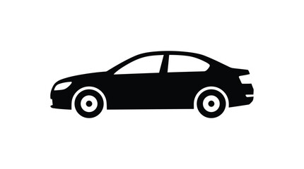 Fototapeta premium Sedan Car Silhouette On White Background Minimalist Vector Illustration