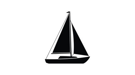Sailing Boat Silhouette Against A White Background Silhouette © Shashon