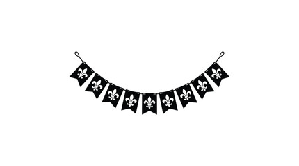 Pennant banner with fleur de lis symbols black and white silhouette © Shashon