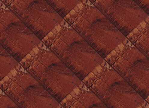 Dark reddish brown wooden texture background with diagonal planks