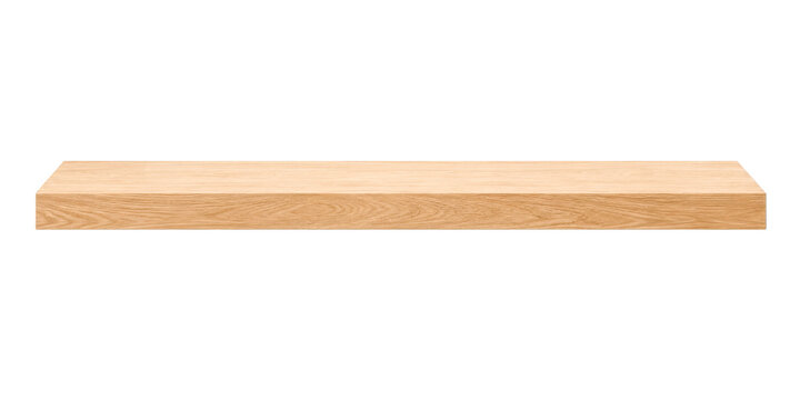 Minimal solid oak floating shelf for modern interior storage