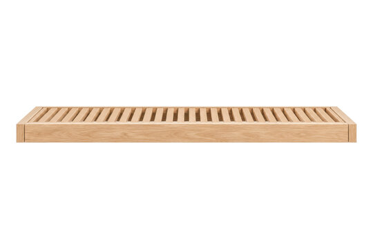 Wooden slatted shower platform for modern spa bathroom interiors