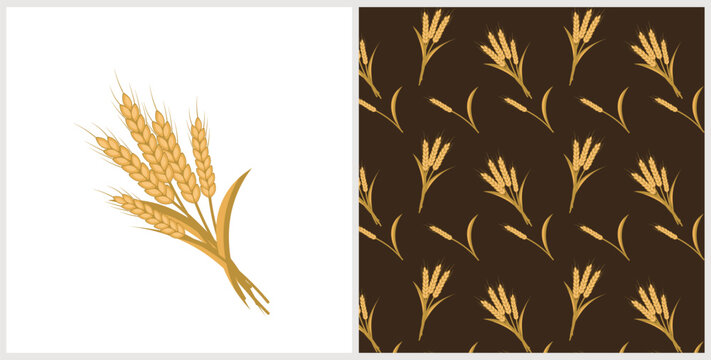 Vector illustration of golden wheat ears arranged in a bundle, symbolizing harvest and agriculture.