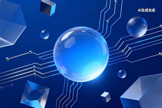 AI-Generated Tech Background with Circuit and Spheres