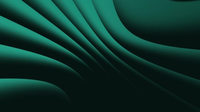 Abstract teal green flowing waves background, smooth minimalist 3 d motion for corporate presentations